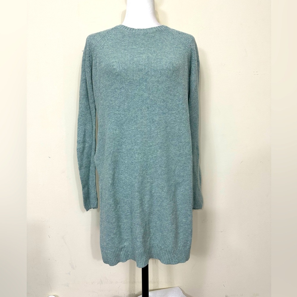 NEW Anthropologie Moth Soft Green Crew Neckline Sweater Pullover Dress Tunic S/M - Picture 1 of 16